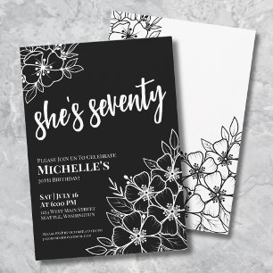 Elegant Black 70th Birthday Party Invitation