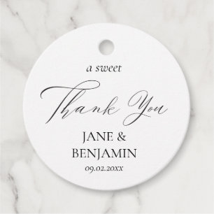 Elegant Black A Sweet Thank You Wedding Favour Tags