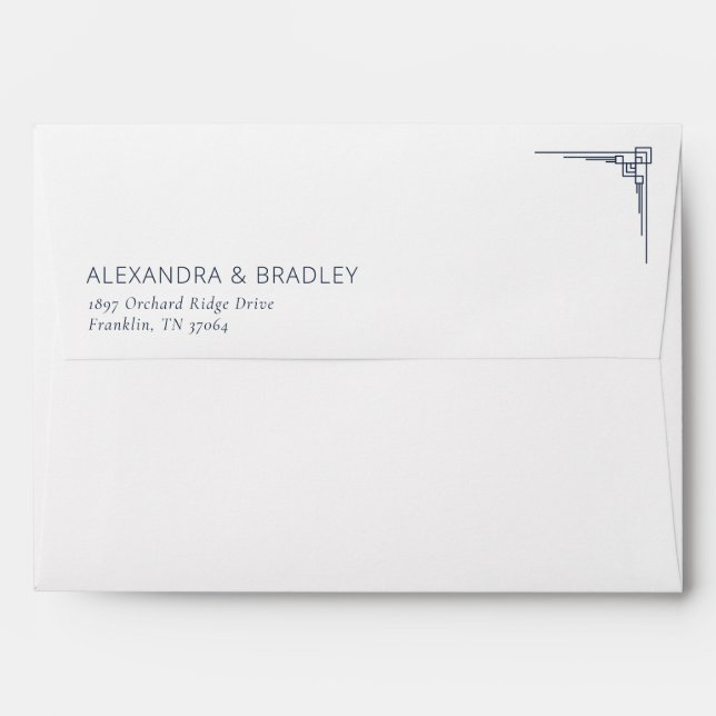 Elegant Black Abstract Lines Envelope (Back (Top Flap))