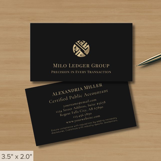 Elegant Black Accounting Firm Business Card (Creator Uploaded)