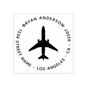 Elegant Black Aeroplane Return Address Rubber Stam Stamp