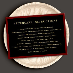Elegant Black AfterCare for Lash Extensions Salon Business Card