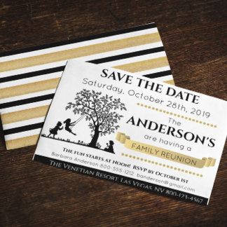 Elegant Black an Gold Save the Date Family Reunion Invitation