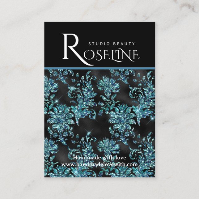 Elegant Black and blue geometric jewlery display Business Card (Front)