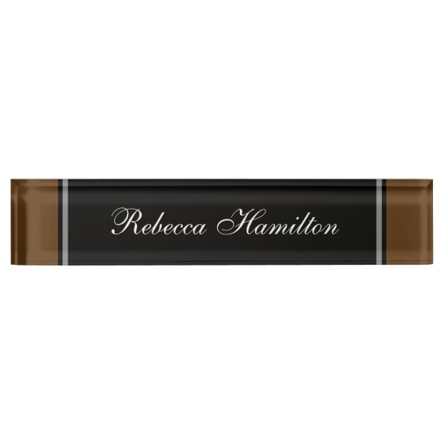 Elegant Black and Brown Nameplate For Your Office (Front)