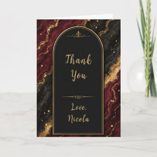 Elegant Black and Burgundy Red 21st Party Thank You Card