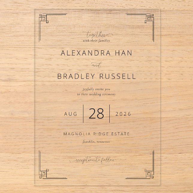 Elegant Black and Cream Formal Wedding Invitation (Front)