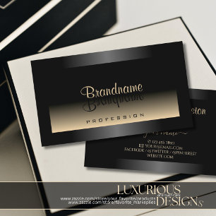 Elegant Black and Cream Gradient Dark Shimmery Business Card