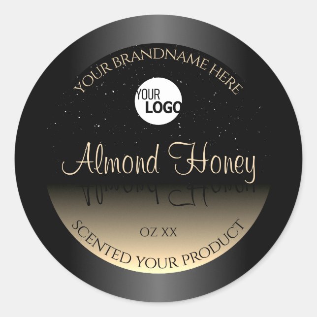 Elegant Black and Cream Product Label Glitter Logo (Front)