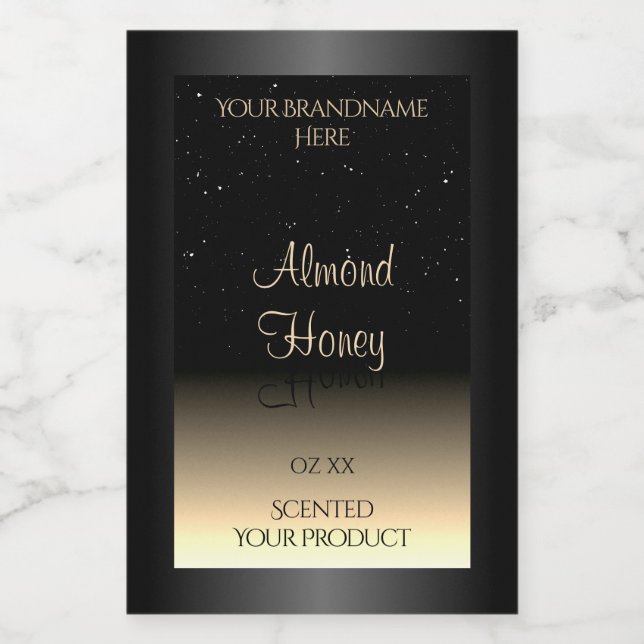 Elegant Black and Cream Product Label Soft Glitter (Single Label)