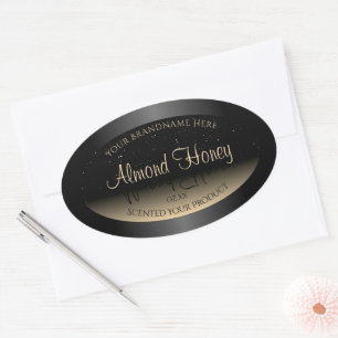 Elegant Black and Cream Product Label Soft Glitter