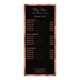 Elegant Black and Faux Copper Foil Rack Card