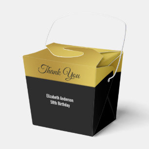 Elegant Black and Faux Gold Birthday Favour Box