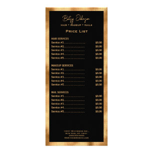 Elegant Black and Faux Gold Foil Rack Card