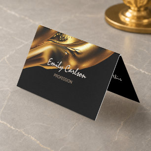 Elegant black and faux liquid gold business card