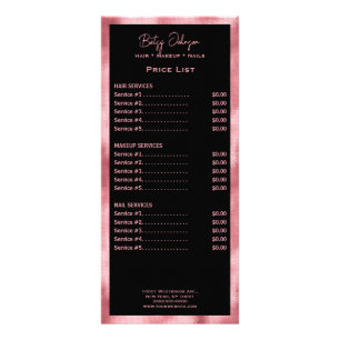 Elegant Black and Faux Pink Foil Rack Card