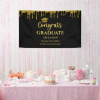 Elegant Black and Gold 2025 Congrats Graduation 