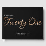 Elegant Black and Gold 21st Birthday Guest Book<br><div class="desc">This 21st birthday guest book design is very elegant thanks to the striking golden script lettering against the classic black background. You can personalise the cover by adding the birthday girl's name and the date of her party. Our custom guest books are a wonderful way for friends and loved ones...</div>