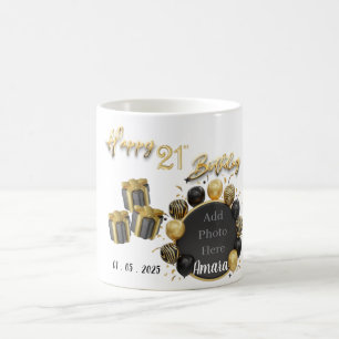 Elegant Black and Gold 21st Birthday Mug Souvenir