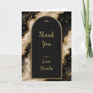 Elegant Black and Gold 21st Party Thank You Card