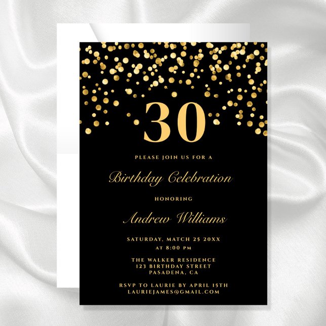 Elegant Black And Gold 30th Birthday Invitation (Creator Uploaded)