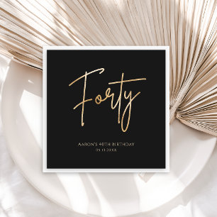 Elegant Black and Gold 40th Birthday Party Napkin