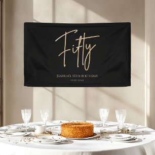 Elegant Black and Gold 50th Birthday Banner