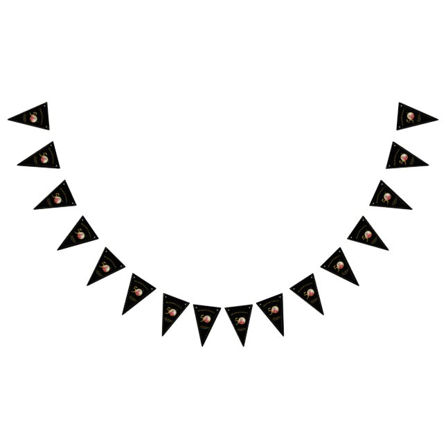 Elegant Black and Gold 50th Birthday Invitation Bunting (All)