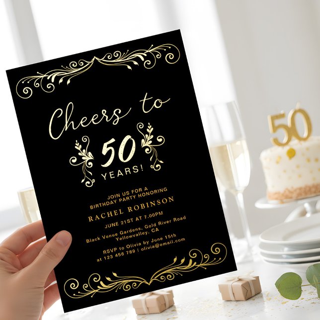 Elegant Black and Gold 50TH Birthday Party (Creator Uploaded)