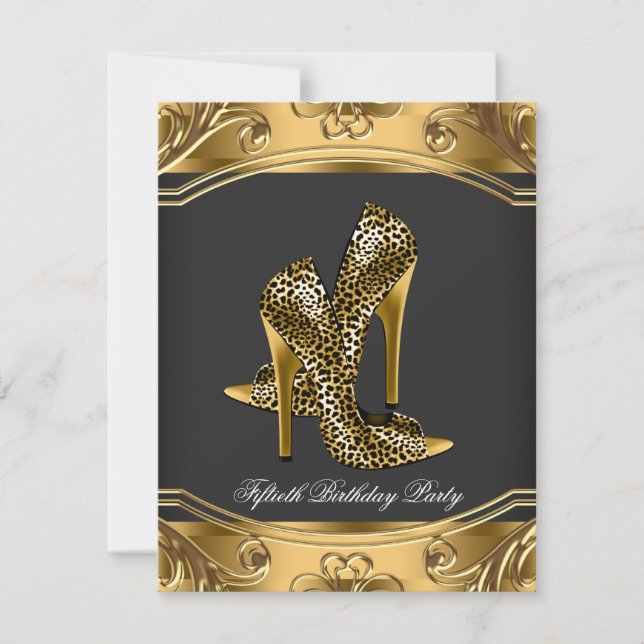 Elegant Black and Gold 50th Birthday Party Invitation (Front)
