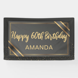 Elegant Black And Gold 60th Birthday Banner
