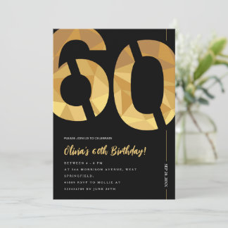 Elegant black and gold 60th Birthday Party Invitation