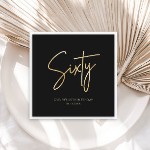 Elegant Black and Gold 60th Birthday Party Napkin