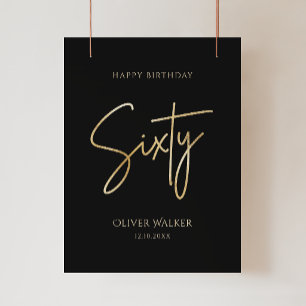 Elegant Black and Gold 60th Birthday Poster
