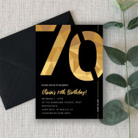 Elegant black and gold 70th Birthday Party