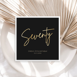 Elegant Black and Gold 70th Birthday Party Napkin