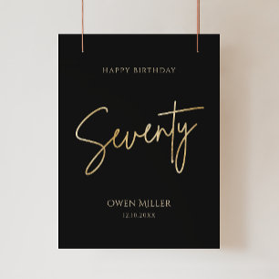 Elegant Black and Gold 70th Birthday Poster