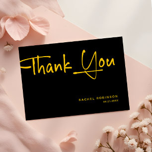 Elegant Black and Gold Adult Birthday Party Custom Thank You Card