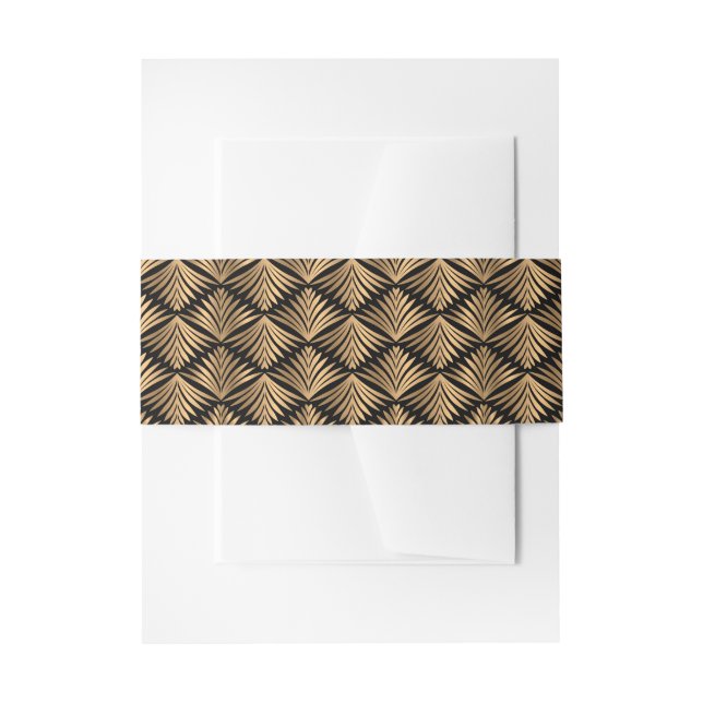 Elegant Black and Gold Art Deco Gatsby Wedding Invitation Belly Band (Front Example)