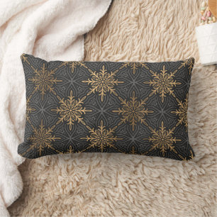Elegant black and gold art deco pattern lumbar pi lumbar cushion