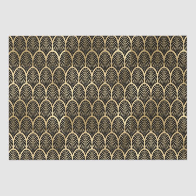Elegant Black and Gold Art Deco Pattern  Mofit Tissue Paper (Front)