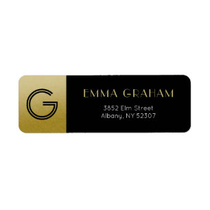 Elegant Black and Gold Art Deco Return Address