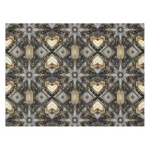 Elegant Black and Gold Art Deco Star Pattern  Tablecloth