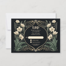 Elegant Black and Gold Art Nouveau Floral