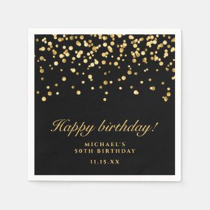 Elegant Black And Gold Birthday Party  Napkin