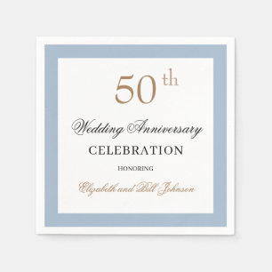 Elegant Black and Gold Blue Anniversary Napkin