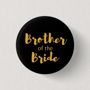 Elegant Black and Gold Brother Of The Bride 3 Cm Round Badge