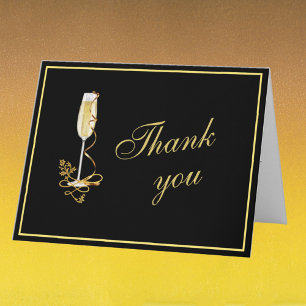 Elegant Black and Gold Budget Retirement Thank You Card