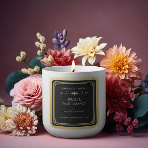 Elegant Black and Gold Candle Product Label