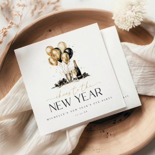 Elegant Black and Gold Cheers to the New Year Napkin